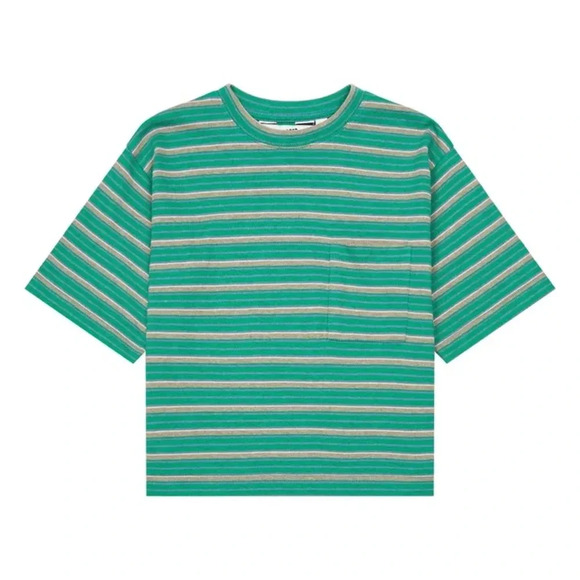 NWT Hundred Pieces Oversize Organic Cotton Striped T-shirt | Green - Picture 1 of 7